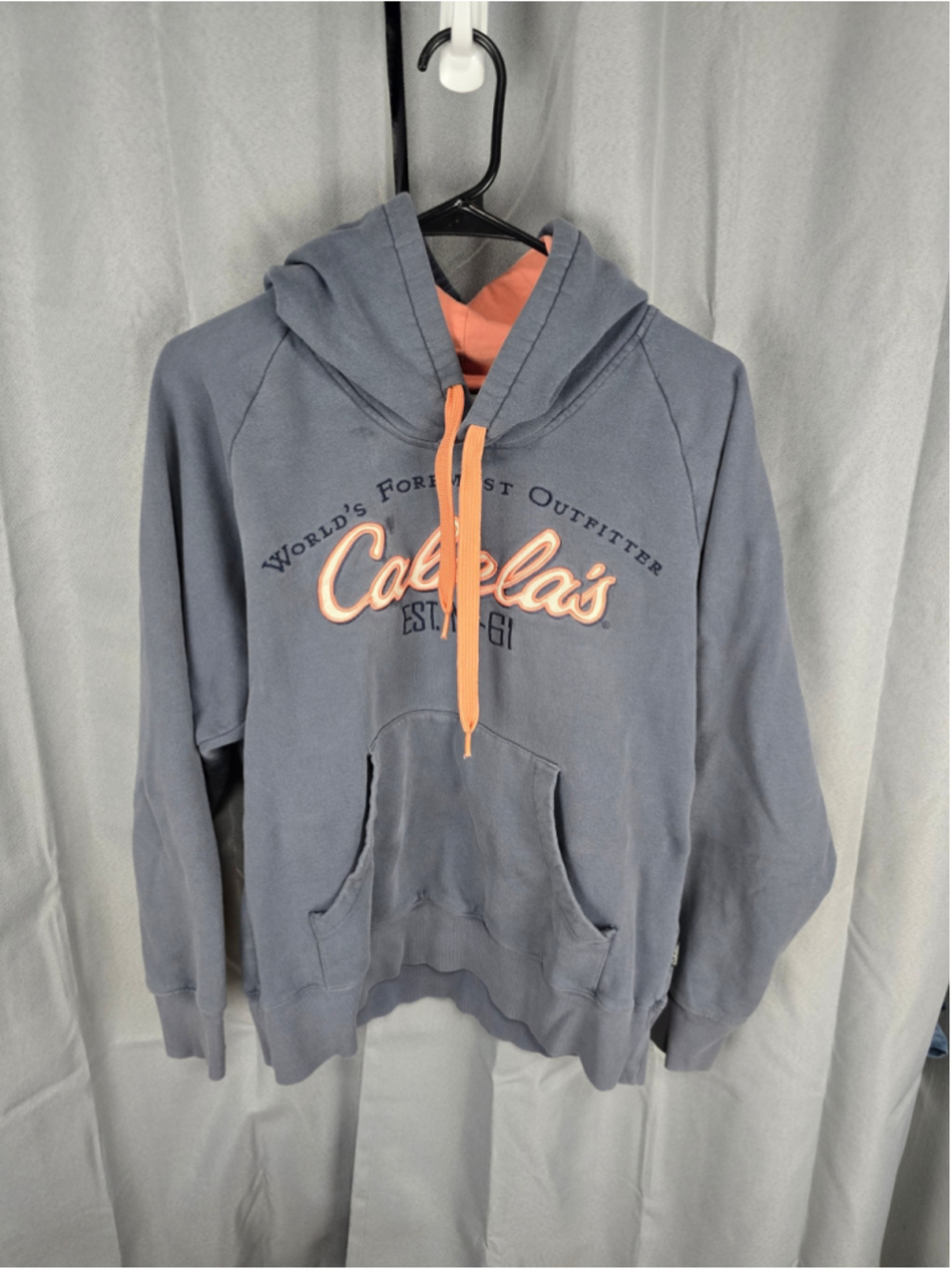 Women's Cabela's Hoodie Sweatshirt Size M Grey Orange